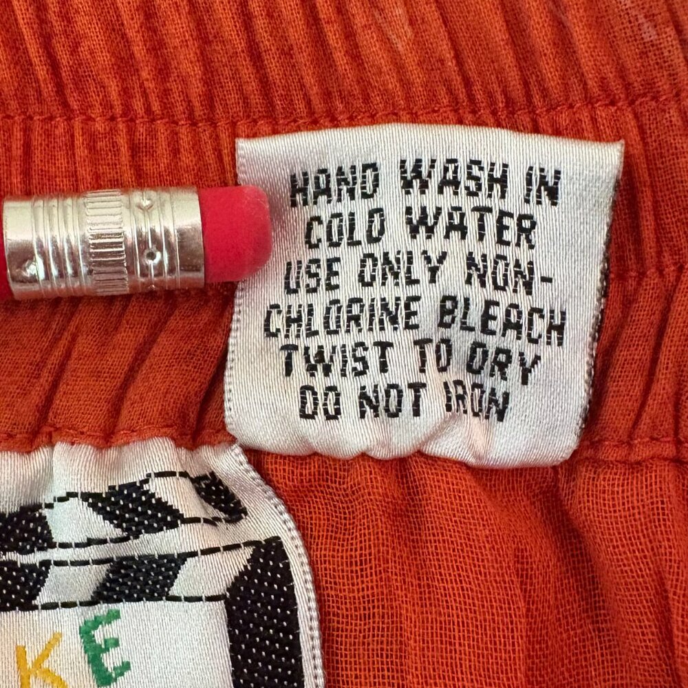 EUC Take Two Bohemian Maxi Skirt Orange Floral 100% Cotton Crinkle Size 2 Flowy - Picture 8 of 8